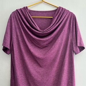 Purple Shirt with Drapping Short Sleeve